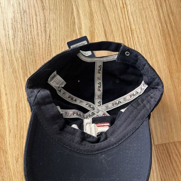 NWT NEW FILA Navy Blue Fila Heritage Cotton Twill Baseball Cap One Size gymwear - Picture 2 of 4